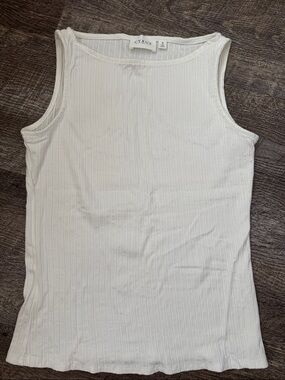 Cyrus Cream Ribbed Sleeveless Tank Top